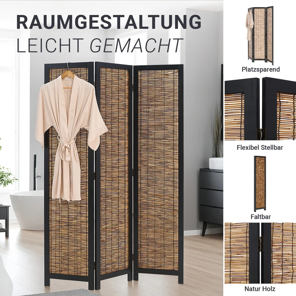 Homestyle4U Kambario pertvara, 120x2x170 cm, juoda ir ruda