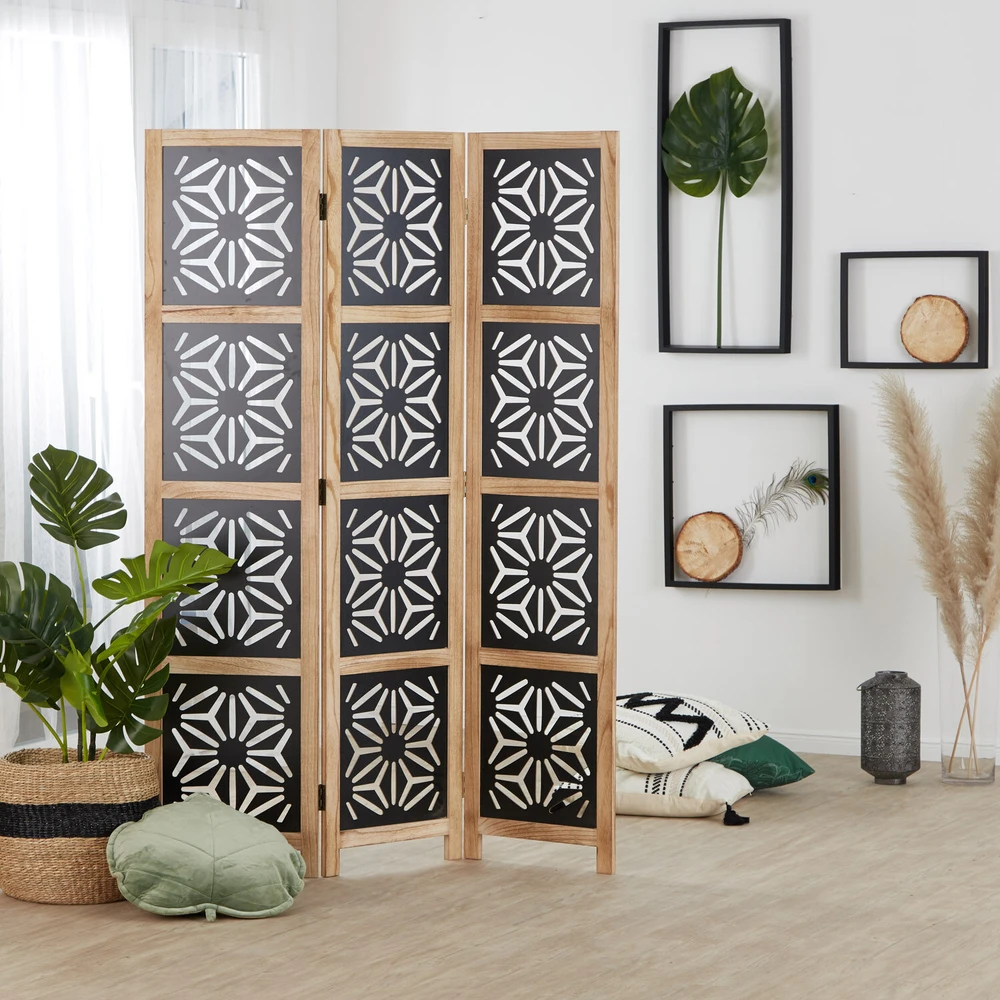 Homestyle4U Kambario pertvara, 120x2x170 cm, juoda, ruda
