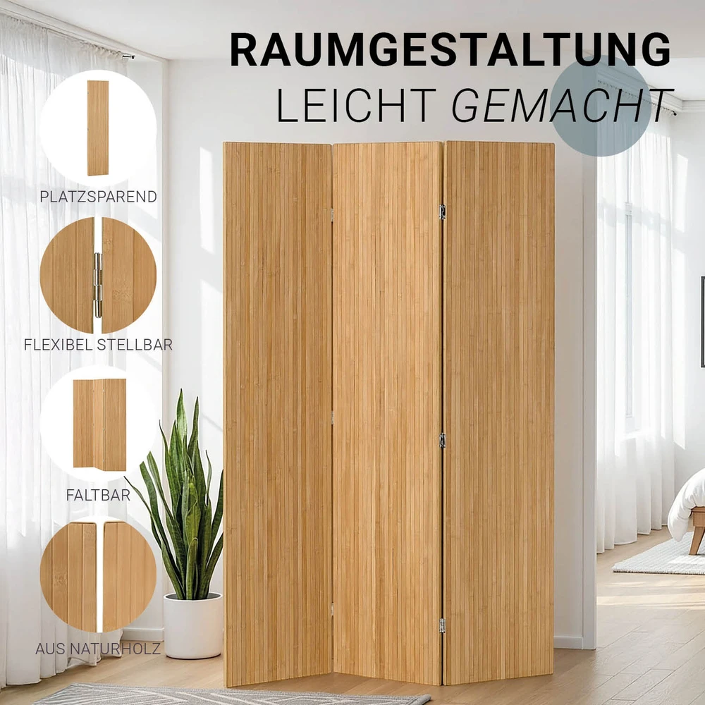 Homestyle4U Kambario pertvara, 120x2x170 cm, Natūrali