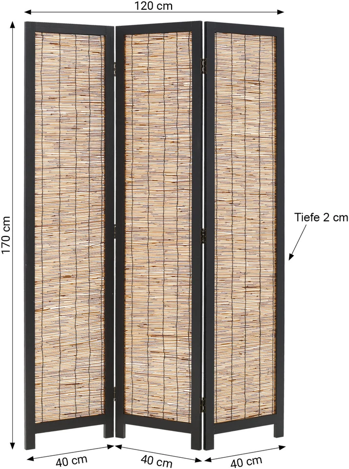 Homestyle4U Kambario pertvara, 120x2x170 cm, juoda ir ruda