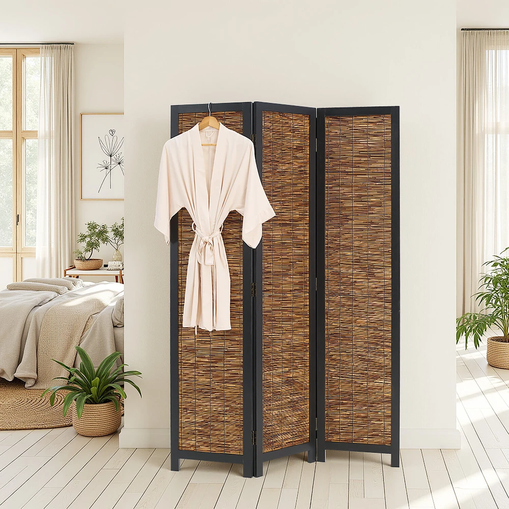 Homestyle4U Kambario pertvara, 120x2x170 cm, juoda ir ruda