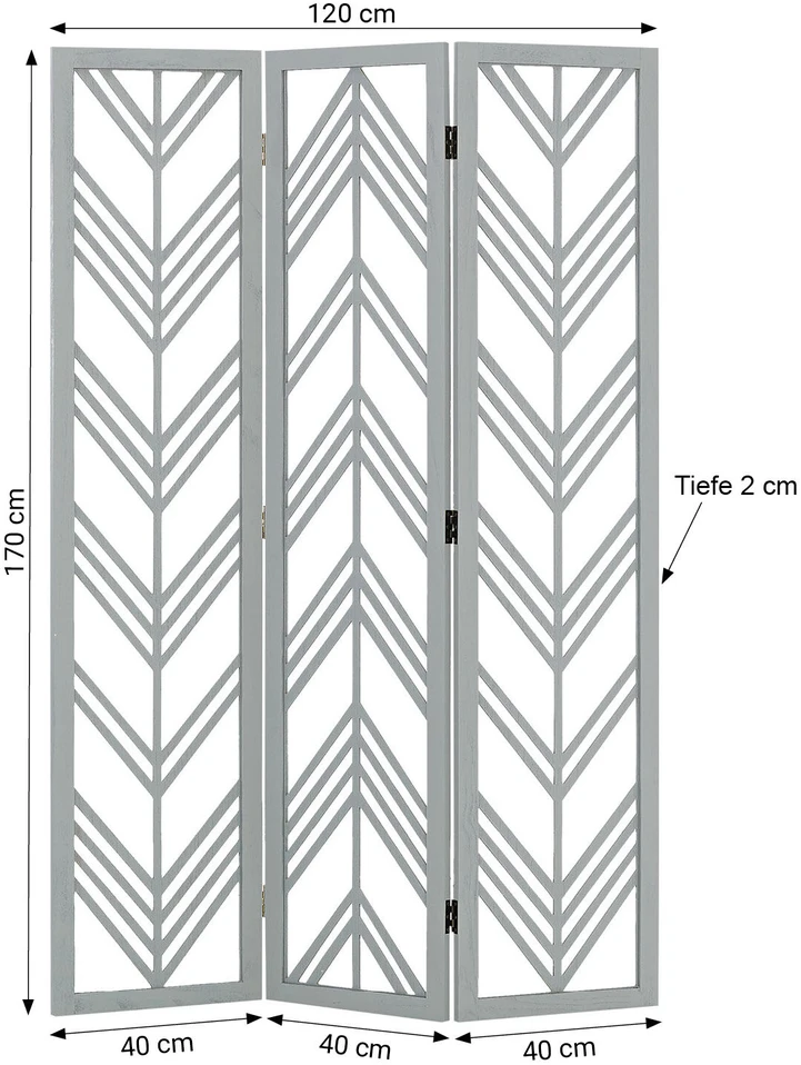 Homestyle4U Kambario pertvara, 120x2x170 cm, pilka