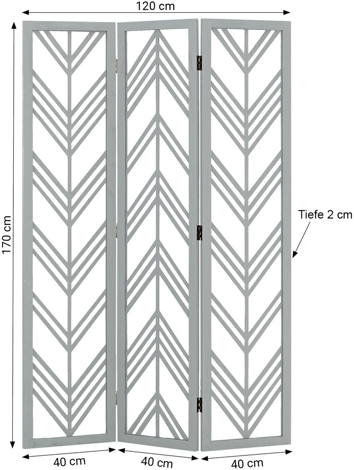 Homestyle4U Kambario pertvara, 120x2x170 cm, pilka