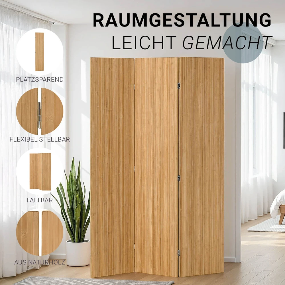 Homestyle4U Kambario pertvara, 120x2x170 cm, Natūrali