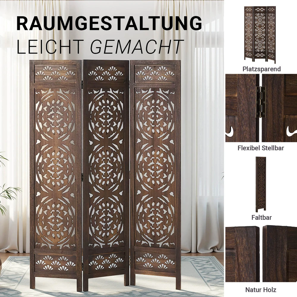 Homestyle4U Kambario pertvara, 120x2x170 cm, ruda