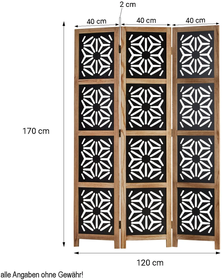 Homestyle4U Kambario pertvara, 120x2x170 cm, juoda, ruda