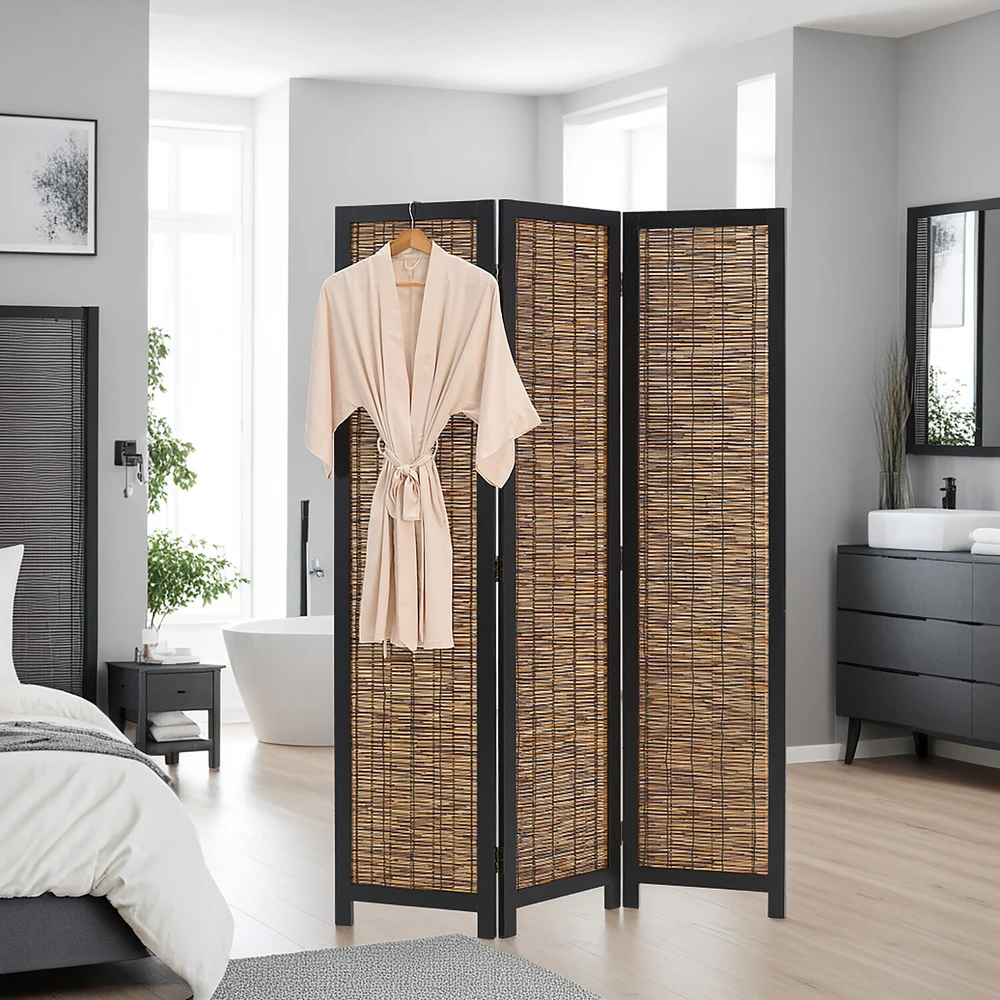 Homestyle4U Kambario pertvara, 120x2x170 cm, juoda ir ruda