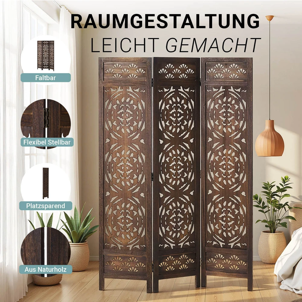 Homestyle4U Kambario pertvara, 120x2x170 cm, ruda