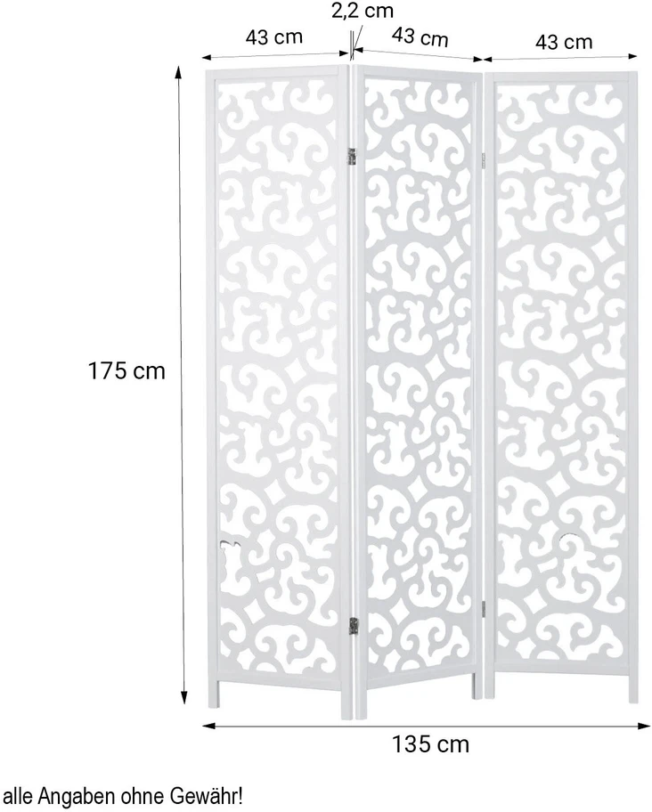 Homestyle4U Kambario pertvara, 130x2.2x175 cm, balta