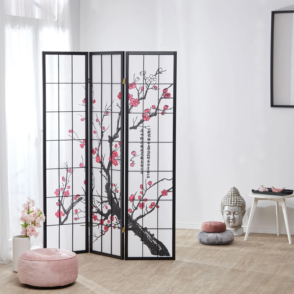 Homestyle4U Kambario pertvara, 132x2x179 cm, juoda, balta, raudona