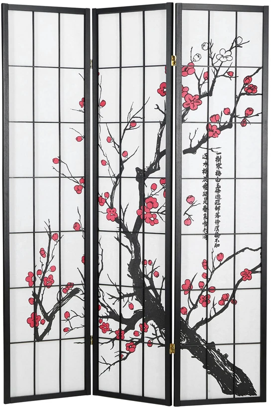 Homestyle4U Kambario pertvara, 132x2x179 cm, juoda, balta, raudona