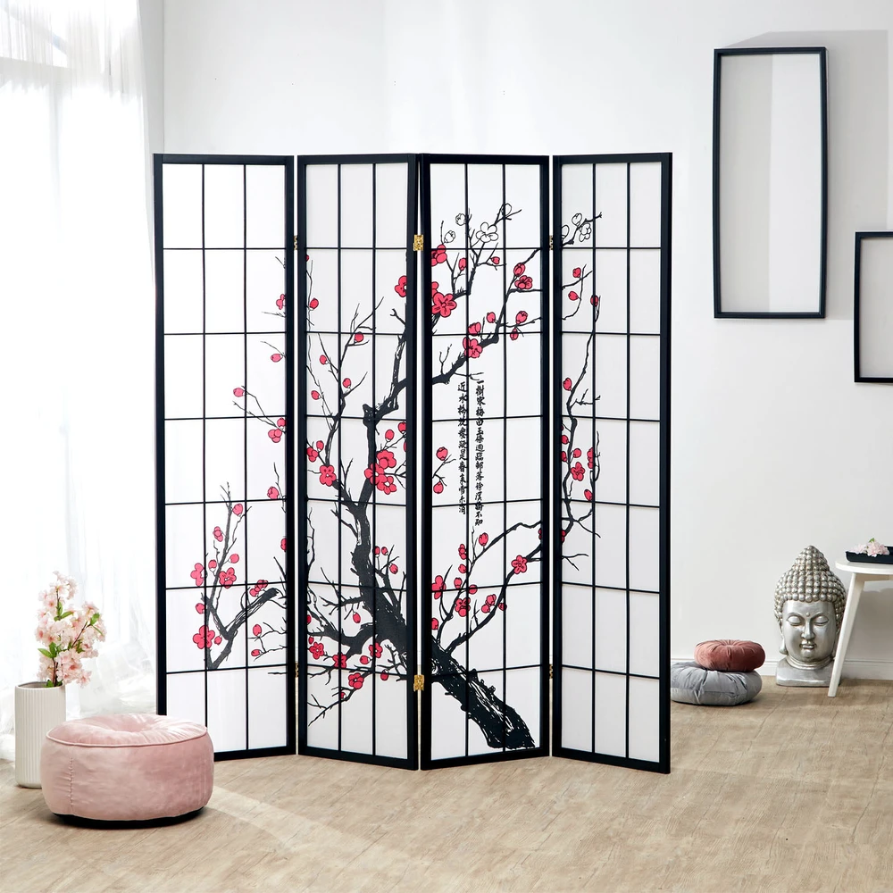 Homestyle4U Kambario pertvara, 176x2x179 cm, juoda, balta, raudona