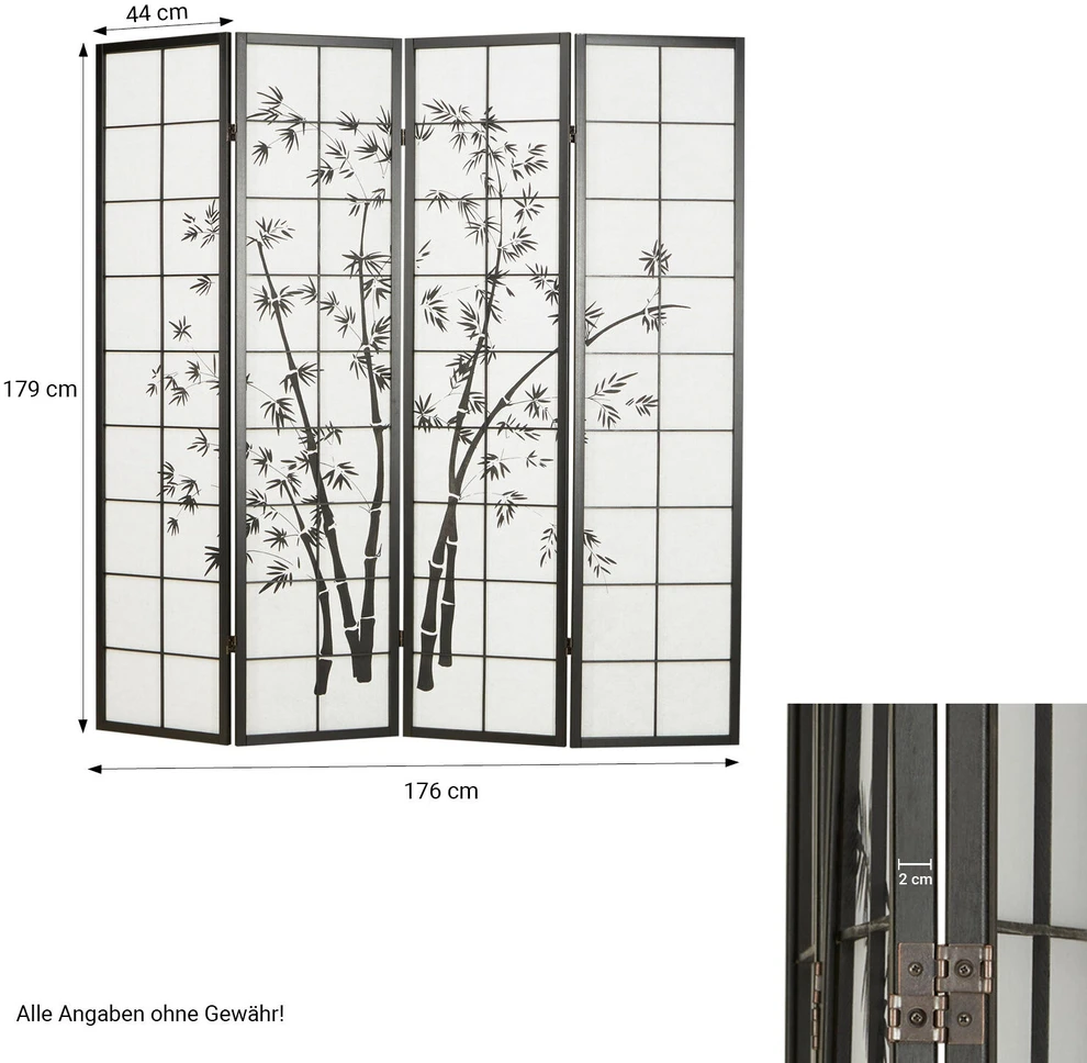 Homestyle4U Kambario pertvara, 176x2x179 cm, juoda
