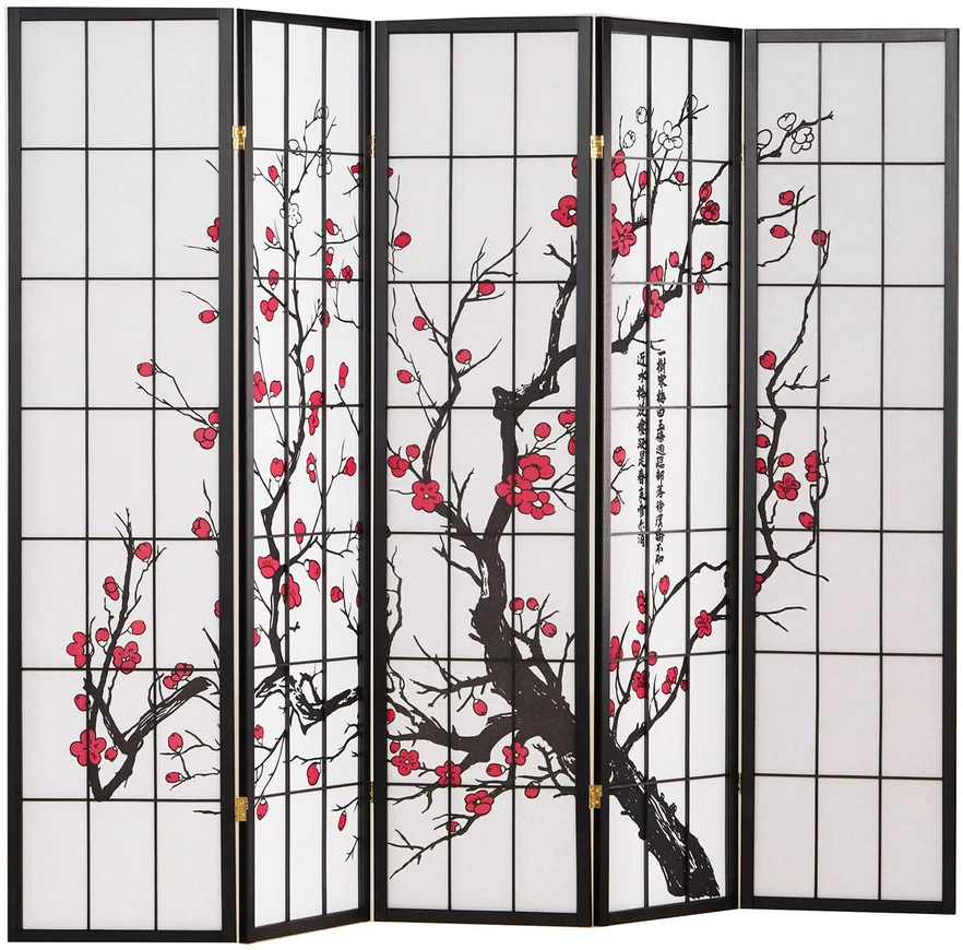 Homestyle4U Kambario pertvara, 220x2x179 cm, juoda, balta, raudona