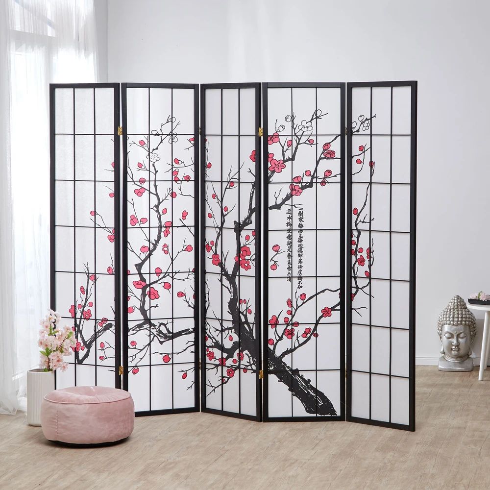 Homestyle4U Kambario pertvara, 220x2x179 cm, juoda, balta, raudona