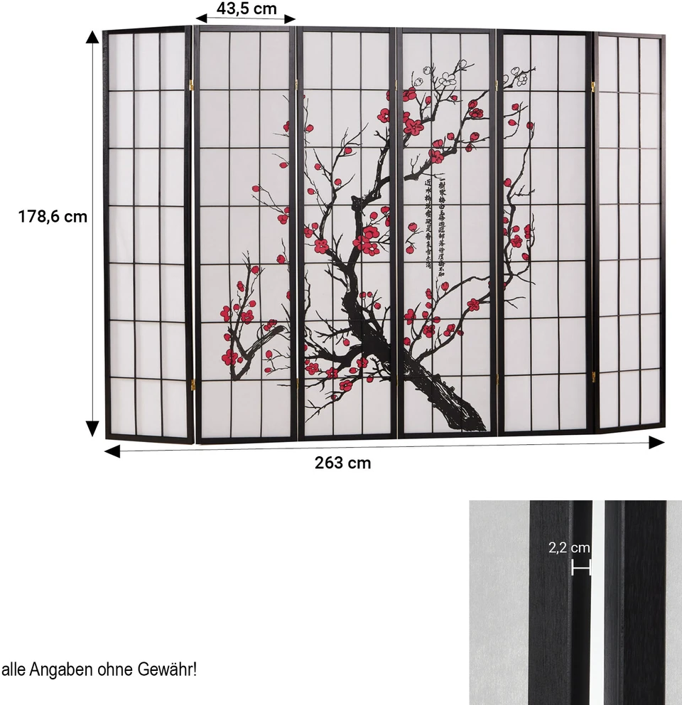 Homestyle4U Kambario pertvara, 263x2x179 cm, juoda