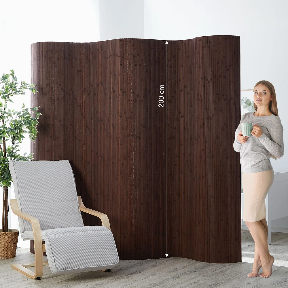 Homestyle4U Kambario pertvara, bambukinė privatumo uždanga, 200x250 cm, ruda