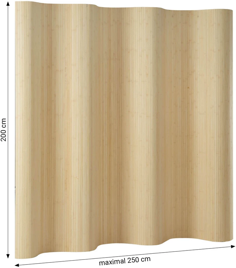 Homestyle4U Kambario pertvara, bambukinė privatumo užuolaida, 200x250 cm, smėlio spalvos