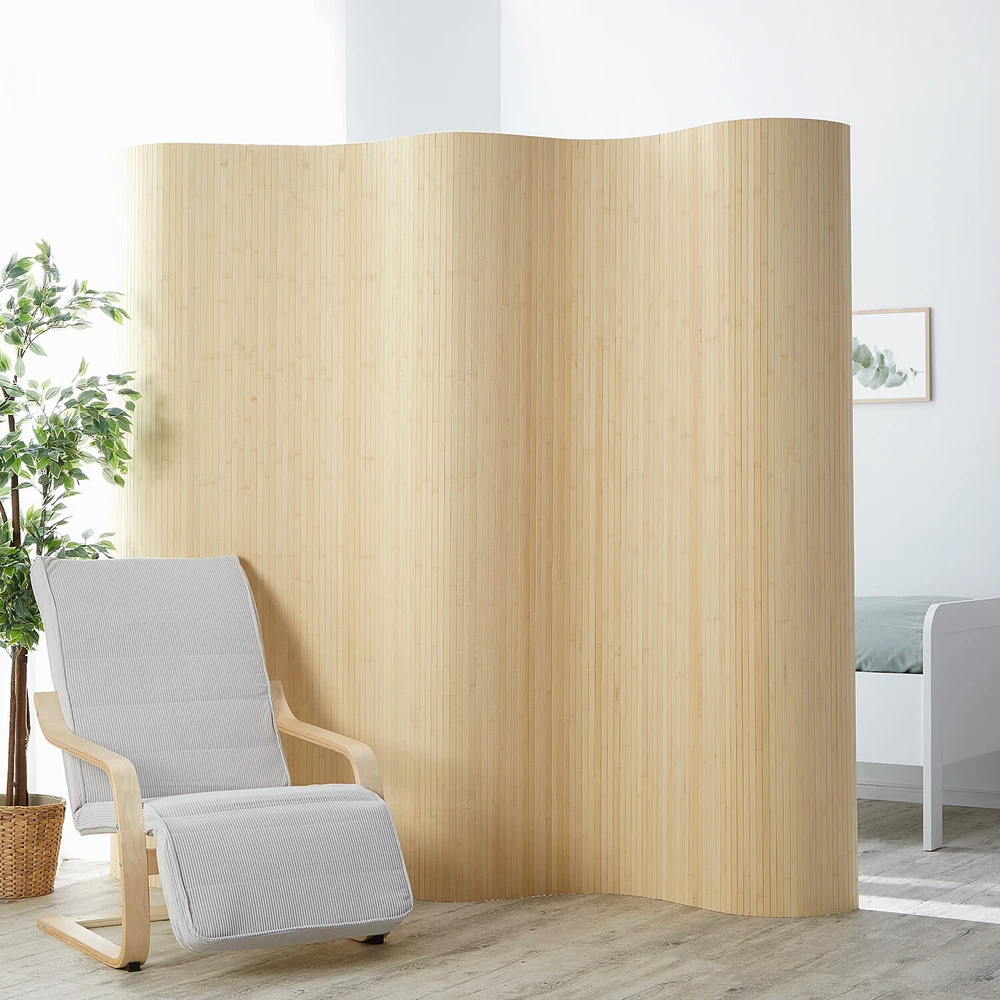 Homestyle4U Kambario pertvara, bambukinė privatumo užuolaida, 200x250 cm, smėlio spalvos