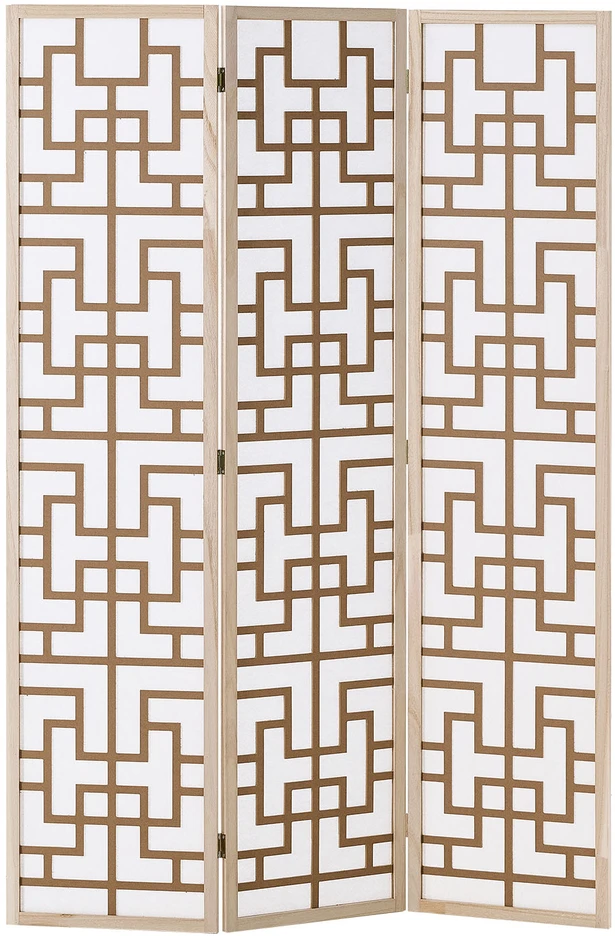 Homestyle4U Kambario pertvara, Shoji 3 dalių, 120x2x170 cm, natūrali ruda balta