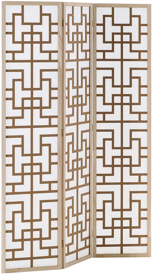 Homestyle4U Kambario pertvara, Shoji 3 dalių, 120x2x170 cm, natūrali ruda balta