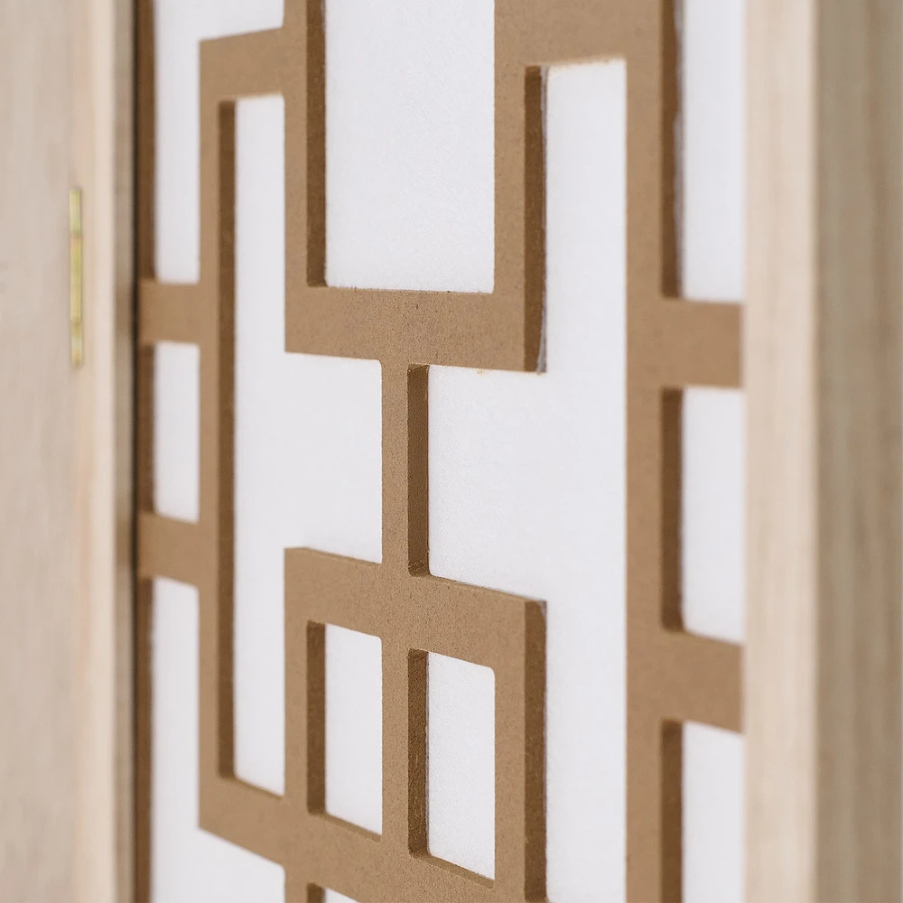 Homestyle4U Kambario pertvara, Shoji 3 dalių, 120x2x170 cm, natūrali ruda balta