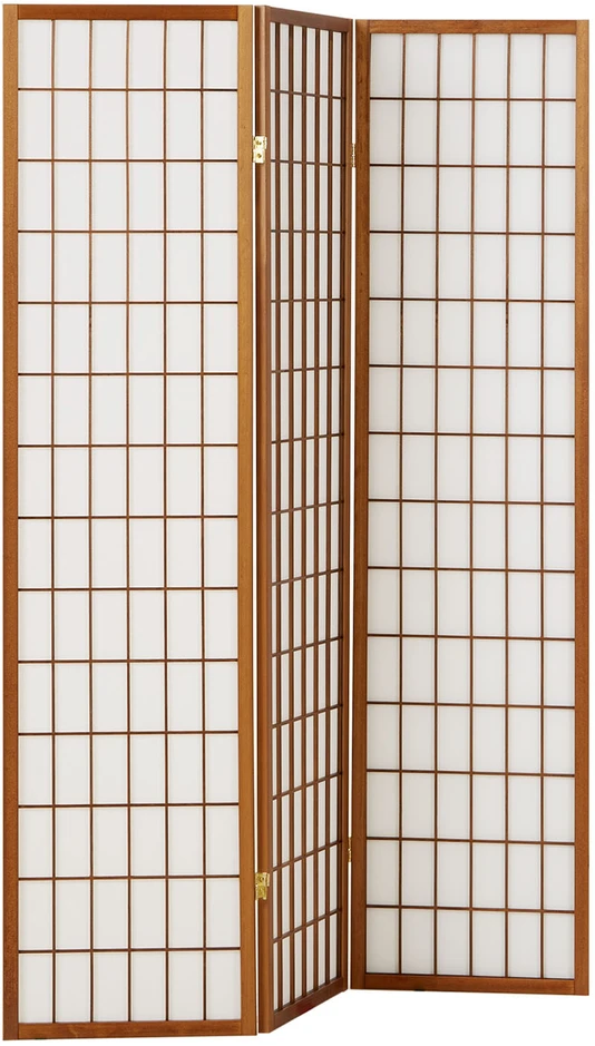 Homestyle4U Kambario pertvara, Shoji 3 dalių sulankstoma, 132x2.2x175 cm, ruda