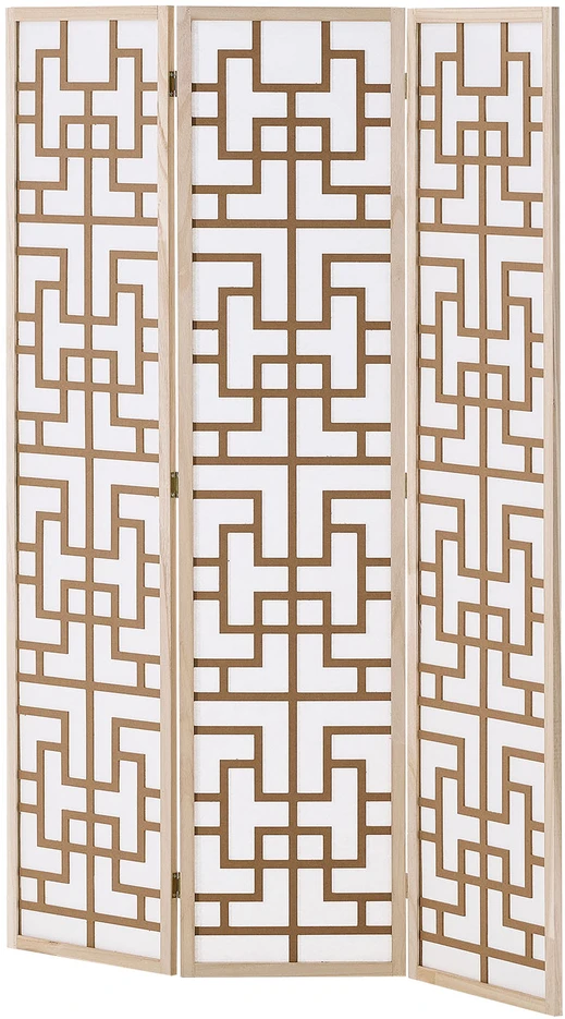 Homestyle4U Kambario pertvara, Shoji 3 dalių, 120x2x170 cm, natūrali ruda balta