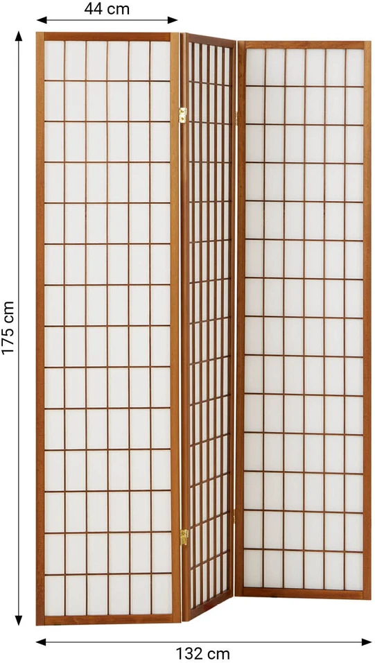 Homestyle4U Kambario pertvara, Shoji 3 dalių sulankstoma, 132x2.2x175 cm, ruda
