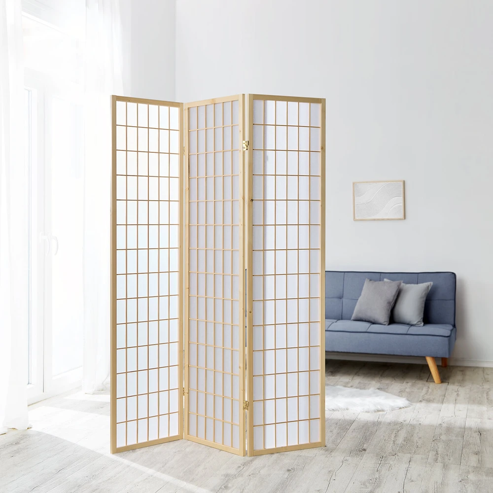 Homestyle4U Kambario pertvara, Shoji 3 dalių sulankstoma, 132x2,2x175 cm, ruda