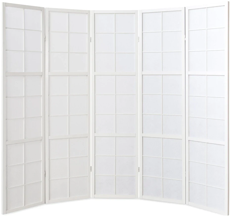 Homestyle4U Kambario pertvara, Shoji 5 dalių sulankstoma, 220x2.2x175 cm, balta