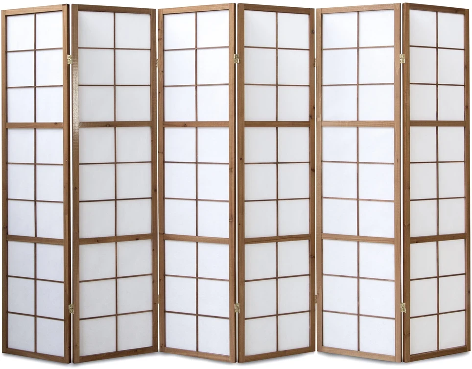 Homestyle4U Kambario pertvara, Shoji sulankstoma, 264x2.2x175 cm, ruda