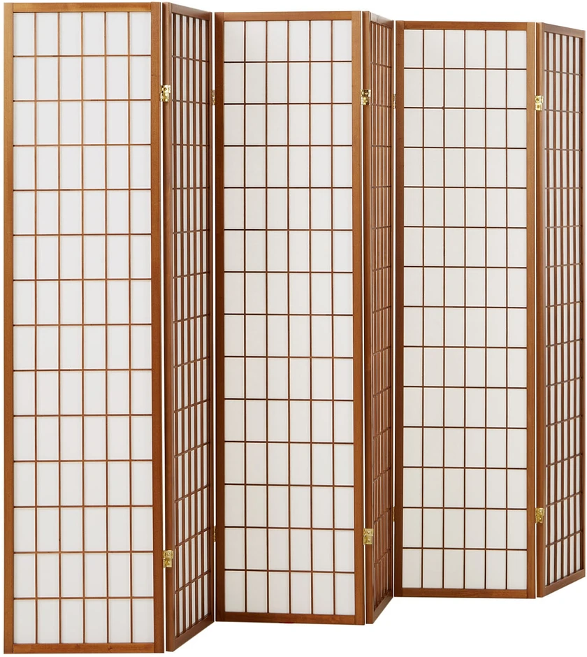 Homestyle4U Kambario pertvara, Shoji sulankstoma, 264x2.2x175 cm, ruda