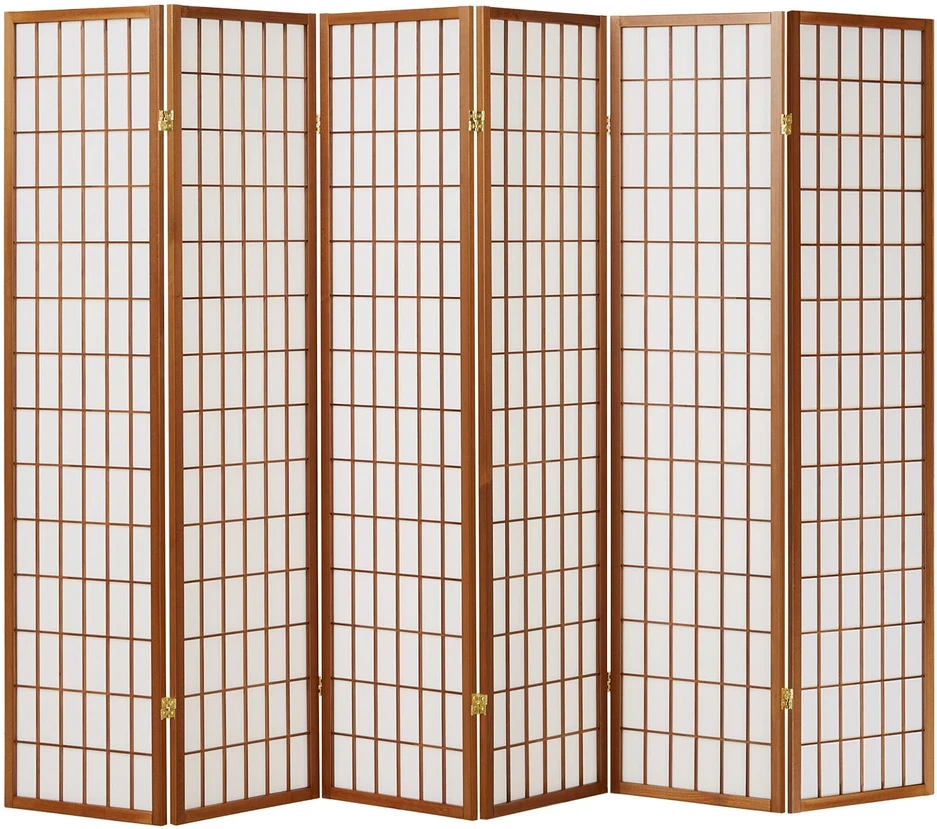 Homestyle4U Kambario pertvara, Shoji sulankstoma, 264x2.2x175 cm, ruda