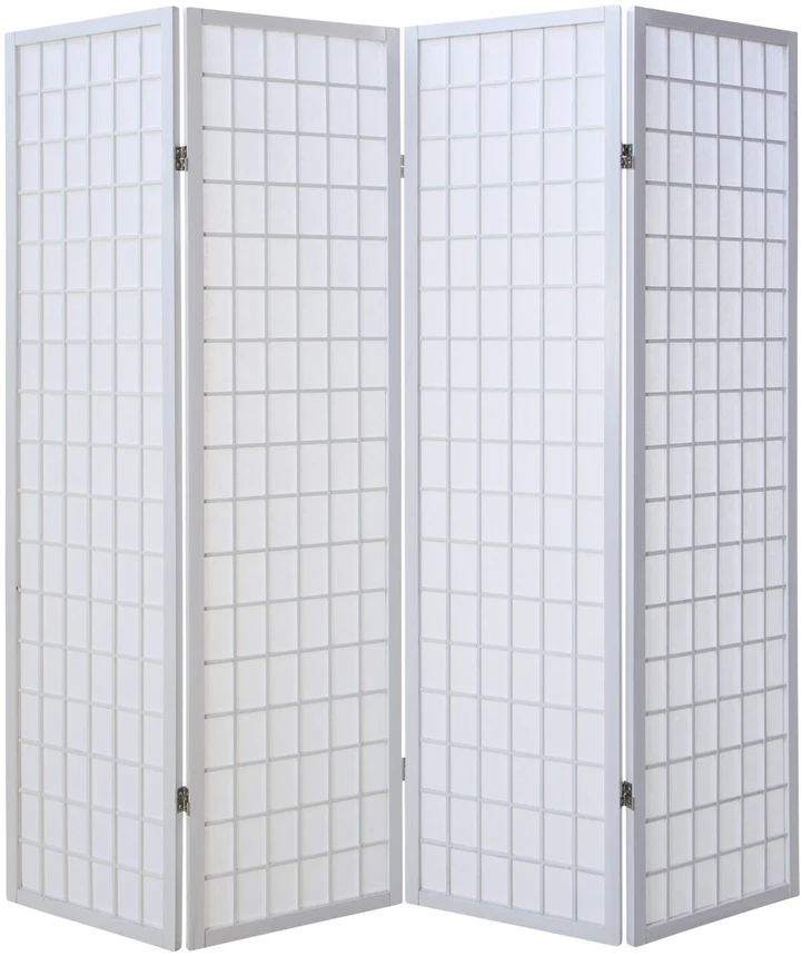 Homestyle4U Kambario pertvara, Shoji sulankstoma 4 dalių, 176x2.2x175 cm, balta