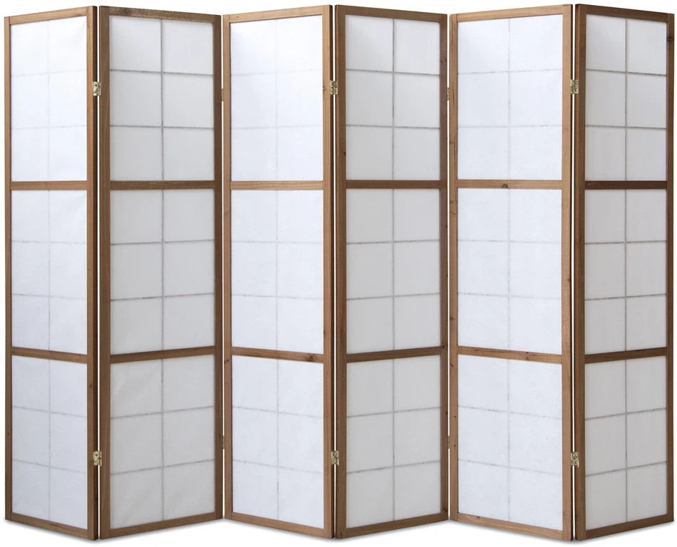Homestyle4U Kambario pertvara, Shoji sulankstoma, 264x2.2x175 cm, ruda