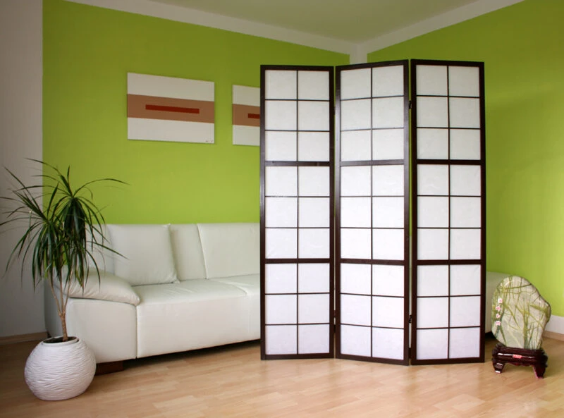 Homestyle4U Kambario pertvara, Shoji sulankstoma 3 dalių, 132x2,2x175 cm, juoda