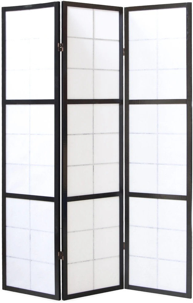 Homestyle4U Kambario pertvara, Shoji sulankstoma 3 dalių, 132x2,2x175 cm, juoda