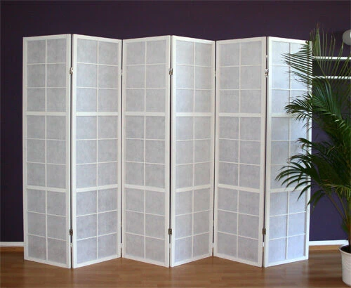 Homestyle4U Kambario pertvara, Shoji sulankstoma, 264x2.2x175 cm, balta