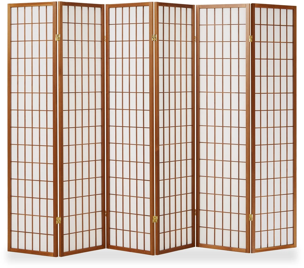 Homestyle4U Kambario pertvara, Shoji sulankstoma, 264x2.2x175 cm, ruda