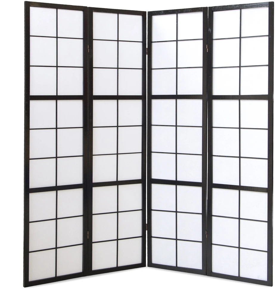 Homestyle4U Kambario pertvara, Shoji sulankstoma, 176x2.2x175 cm, juoda