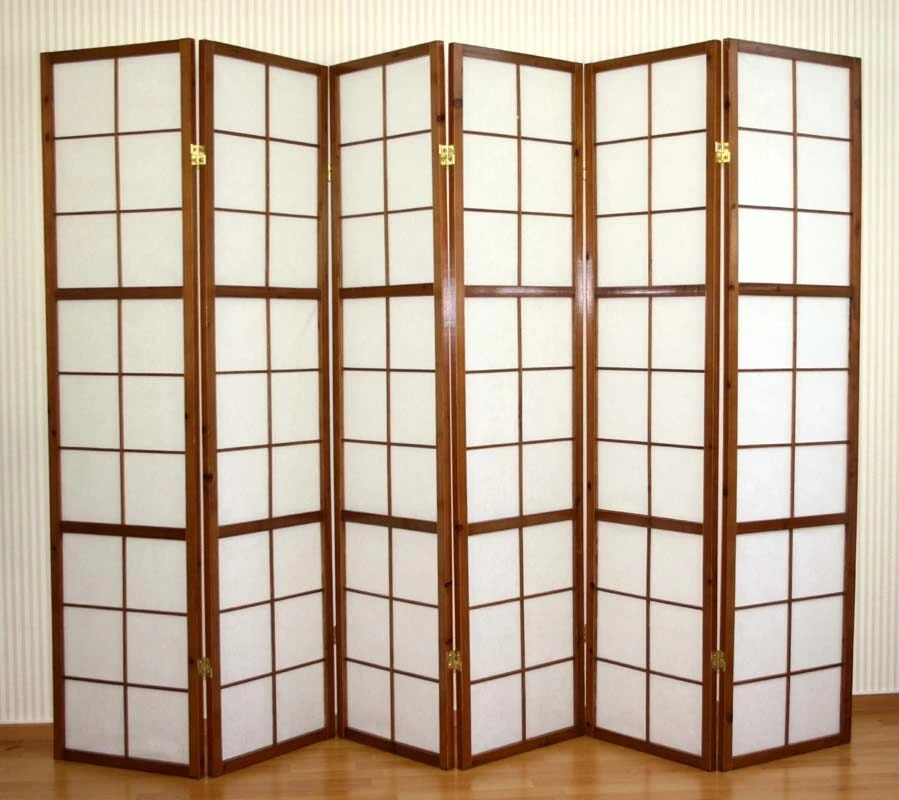 Homestyle4U Kambario pertvara, Shoji sulankstoma, 264x2.2x175 cm, ruda
