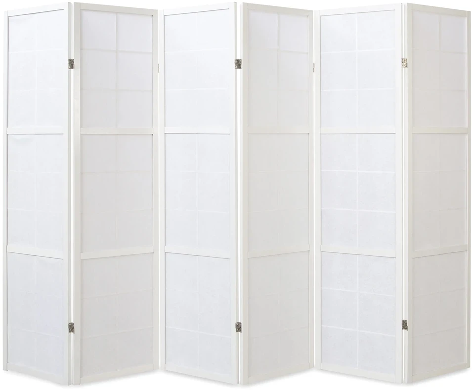 Homestyle4U Kambario pertvara, Shoji sulankstoma, 264x2.2x175 cm, balta