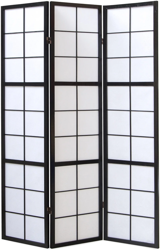 Homestyle4U Kambario pertvara, Shoji sulankstoma 3 dalių, 132x2,2x175 cm, juoda