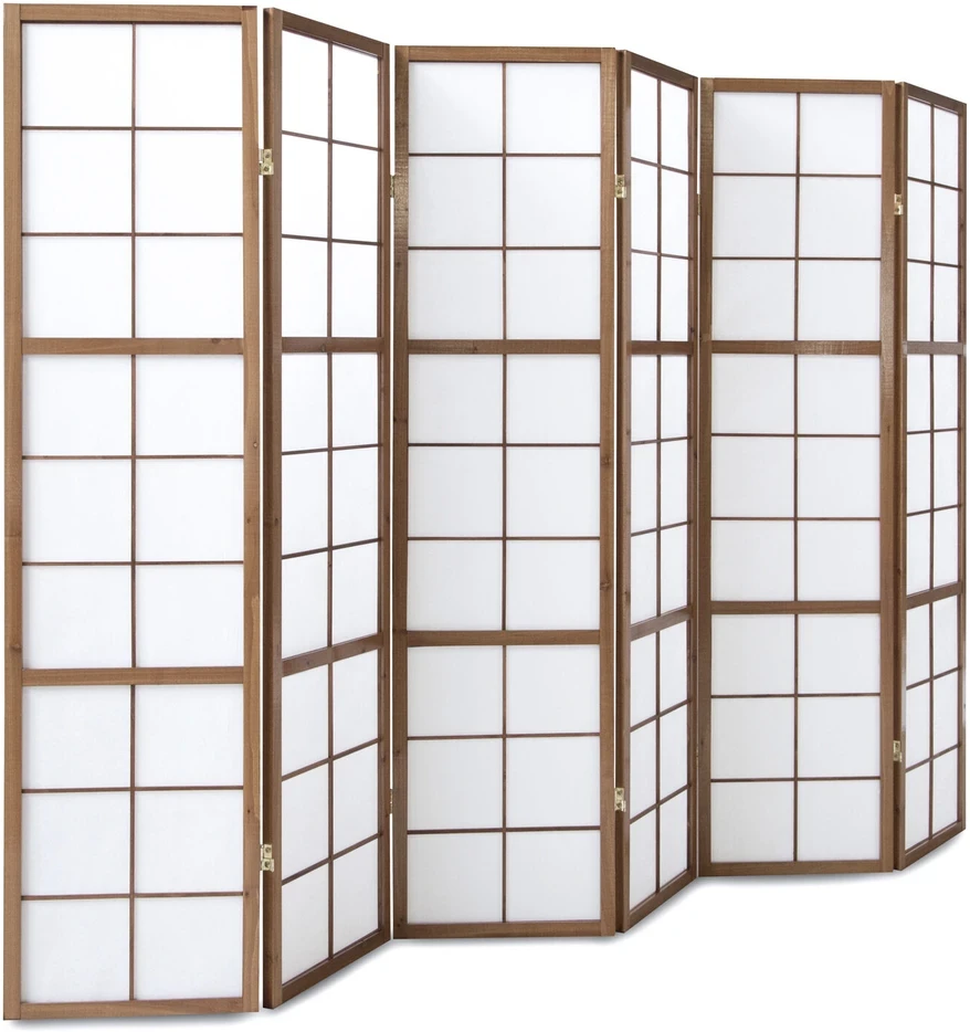 Homestyle4U Kambario pertvara, Shoji sulankstoma, 264x2.2x175 cm, ruda