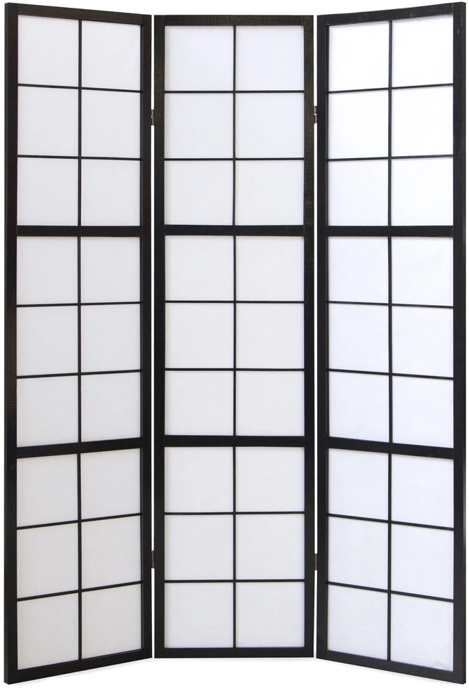 Homestyle4U Kambario pertvara, Shoji sulankstoma 3 dalių, 132x2,2x175 cm, juoda