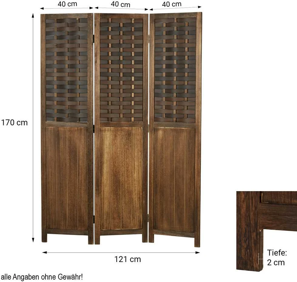 Homestyle4U Kambario pertvara, 120x2x170 cm, ruda