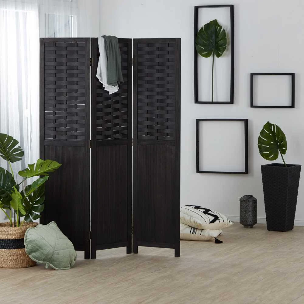 Homestyle4U Kambario pertvara, 120x2.2x170 cm, juoda