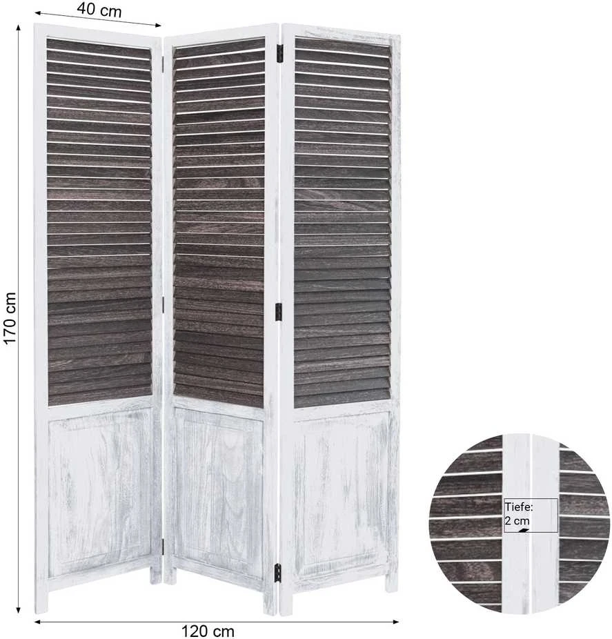 Homestyle4U Kambario pertvara, 120x2x170 cm, ruda, balta