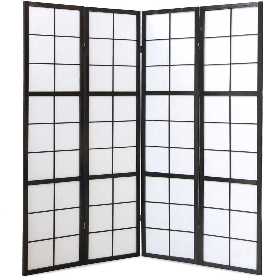 Homestyle4U Kambario pertvara, Shoji sulankstoma, 176x2.2x175 cm, juoda
